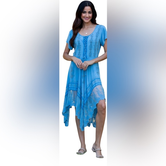 X/L.     NWT.   Sacred Threads Light Blue Embroidered Dress.    CL/GR09 - Picture 7 of 7